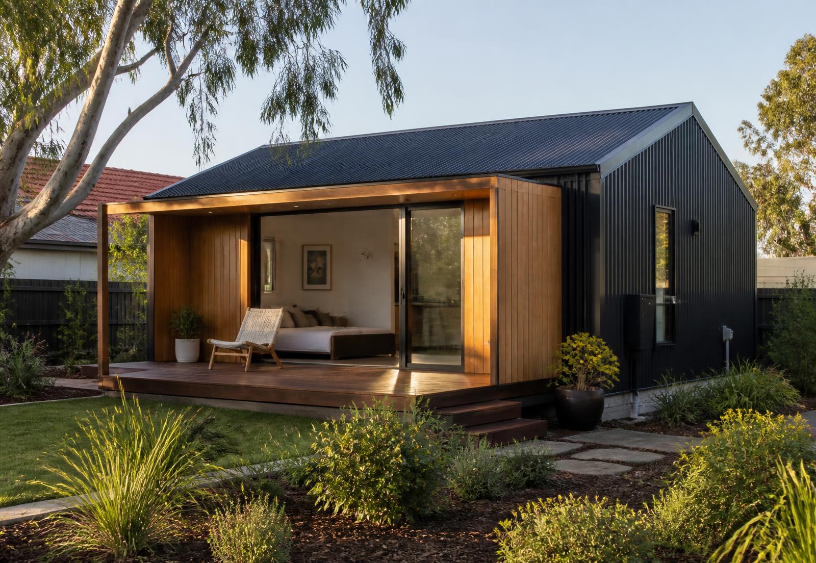 Modern granny flat in an Australian backyard